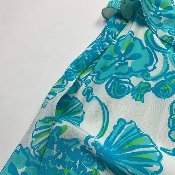 Lilly Pulitzer Womens Whistler Dress Blue White Size 10 Ruffle Silk Polyester - Picture 4 of 10